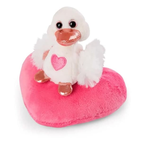 Cykande i Plysch - NICI - Kärlek på Hjärta - Vit - 15cm - Återvunnen Polyester