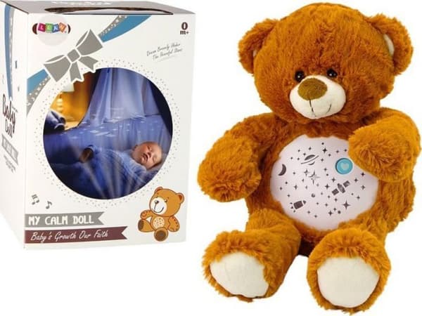 Peluche Leantoys - 18052 - Plyssebrun bjørn med nattlys, dag- og nattlyder.