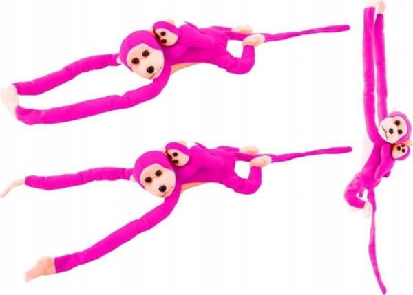 Peluche Leantoys peluche maskot apa med baby mörkrosa med sin 70 cm