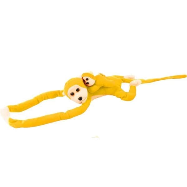 Gosedjur - Maskot - Apa med Baby - Gul - 90 cm - Mjuk och kramvänlig