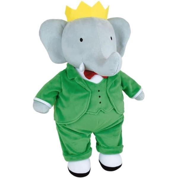 Pehmolelu - JEMINI - Babar-norsupehmolelu +/- 40 cm - Pehmeä pehmolelu - Ihanteellinen tarinoiden keksimiseen ja huoneesi sisustamiseen!