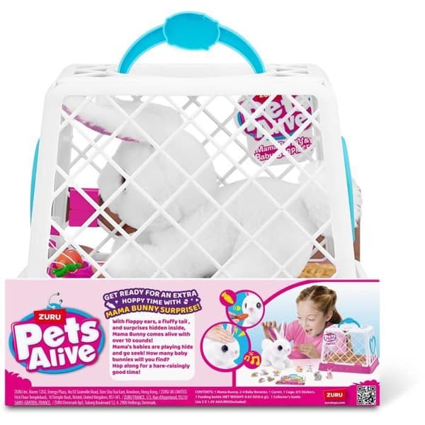 Interaktivt spil - ZURU - PETS ALIVE Mama Bunny & Baby - Lydkanin - 10 lyde - Overraskelsesbabyer