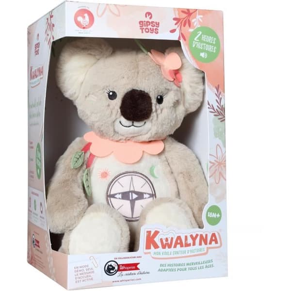 Gipsy Toys - KWALYNA - Berättande Koala - Interaktiv Talande Plysch - Fransk Version - 2 timmar av Underbara Sagor