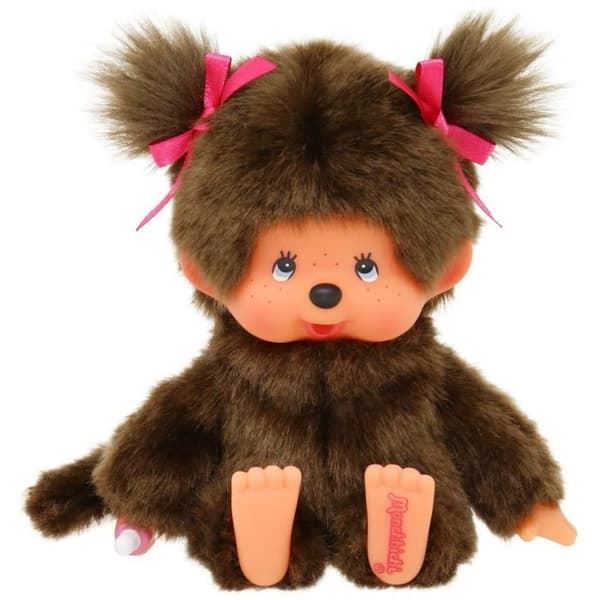 Peluche apa - BANDAI - Originalt Fleeceflicka - Monchhichi - 20 cm