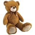 Miniatyrbillede 2 af 2: Brun bamse med sløjfe +/- 100 cm - PLANET PLUSH - Smuk 1 meter bamse i blød plys.