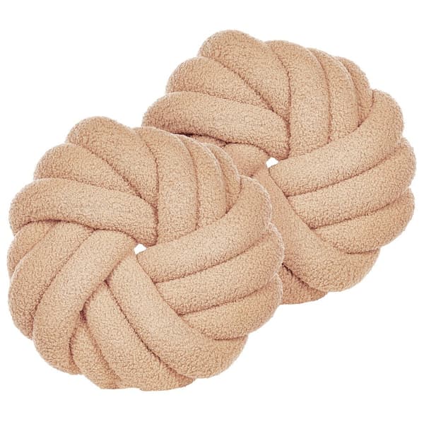 Set med 2 AKOLA Boucle prydnadskuddar 31 x 31 cm Sandfärgade Enfärgade Lumarko!