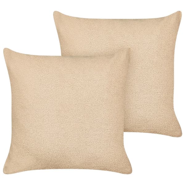 Set med 2 LEUZEA Boucle prydnadskuddar 60 x 60 cm Sandfärgade Lumarko!
