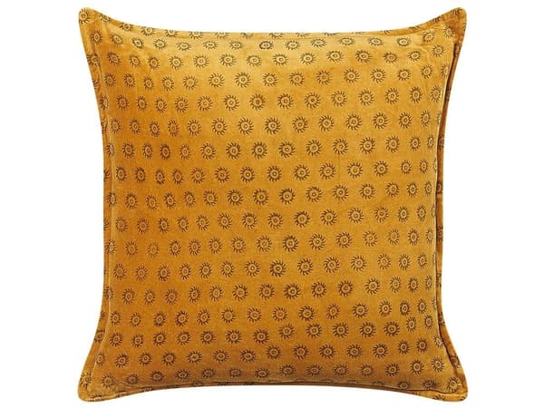 Set med 2 prydnadskuddar RAPIS sammet 45 x 45 cm gul geometriskt mönster Lumarko!