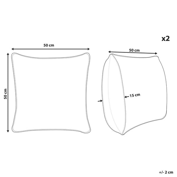 Set med 2 OUJDA prydnadskuddar bomull 50 x 50 cm koppar geometriskt mönster Lumarko!