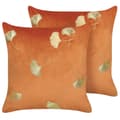 Miniatyrbillede 1 af 7: Sæt med 2 pyntepuder TULIP Velvet 45 x 45 cm Orange Plantemønster Lumarko!