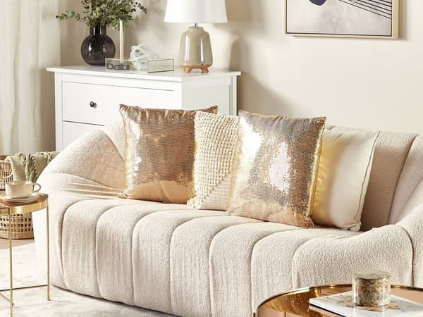 Set med 2 prydnadskuddar ASTER 45 x 45 cm massivt guld Lumarko!