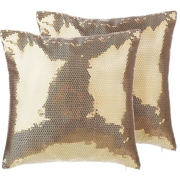 Set med 2 prydnadskuddar ASTER 45 x 45 cm massivt guld Lumarko!
