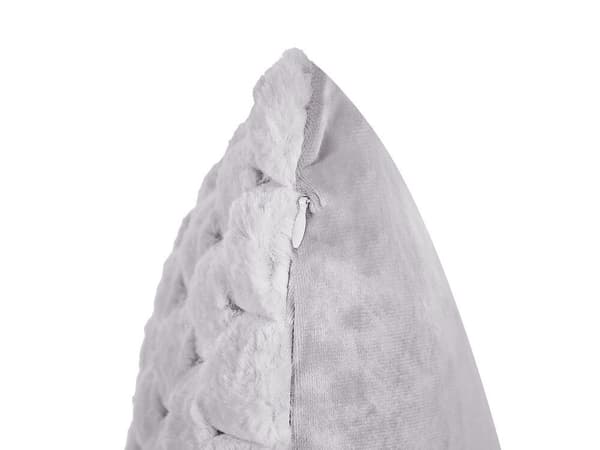 Sæt med 2 PURSLANE pyntepuder Kunstpels 43 x 43 cm Lysegrå Geometrisk mønster Lumarko!