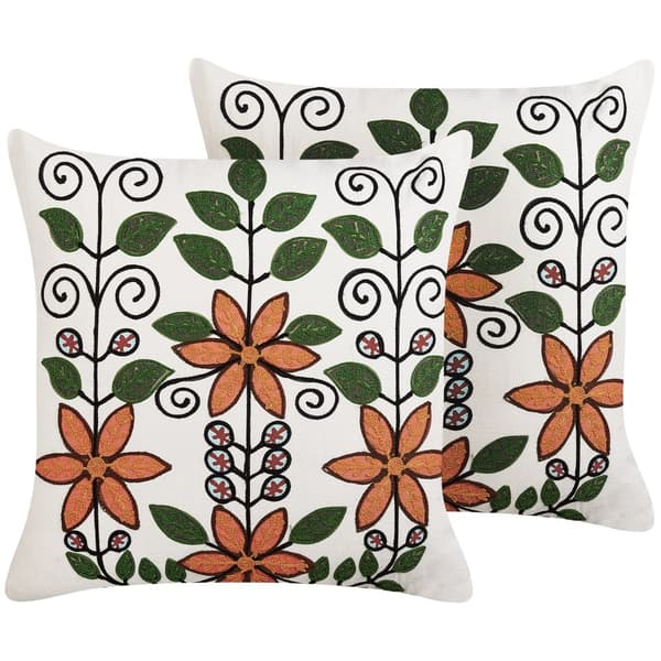 2 koristetyynyn setti VELLORE Cotton 50 x 50 cm Värikäs kukkakuvio Lumarko!