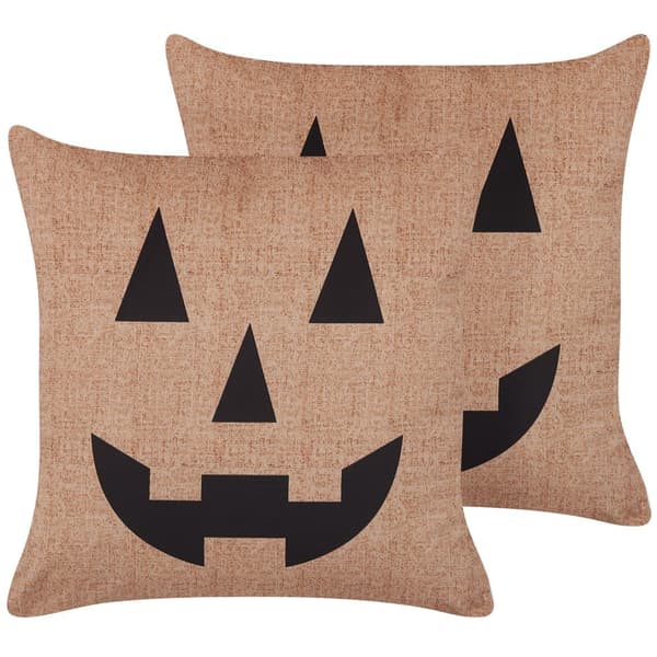 Sæt med 2 pyntepuder SEBES velour 45 x 45 cm beige abstrakt mønster Lumarko!