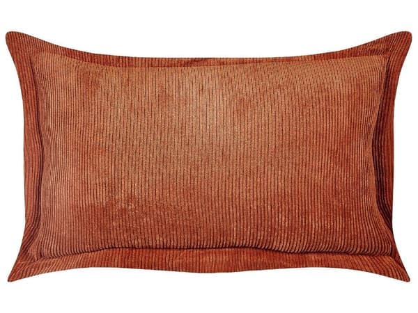 Set med 2 prydnadskuddar ZINNIA Corduroy 47 x 27 cm Gyllenbrun Enfärgad Lumarko!