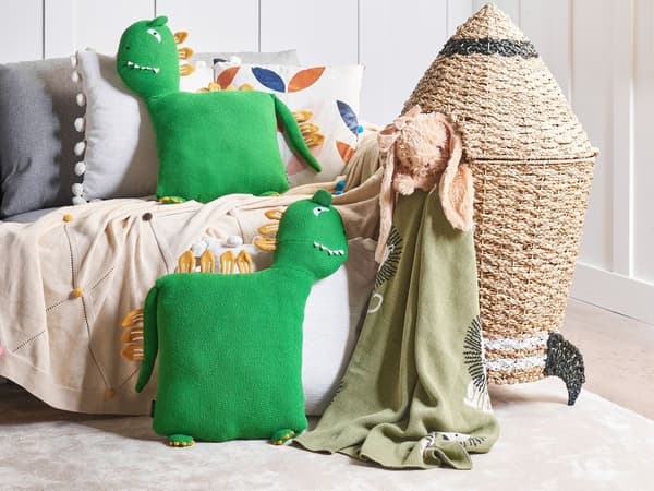 bomullskuddar för barn i dinosauriestil 45 x 45 cm gröna DINOSAURIER Lumarko!