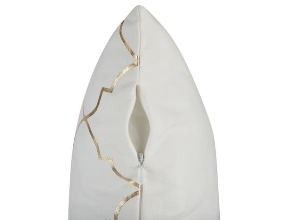 Set med 2 ALYSSUM prydnadskuddar bomull 45 x 45 cm Vitt marockanskt klövermönster Lumarko!