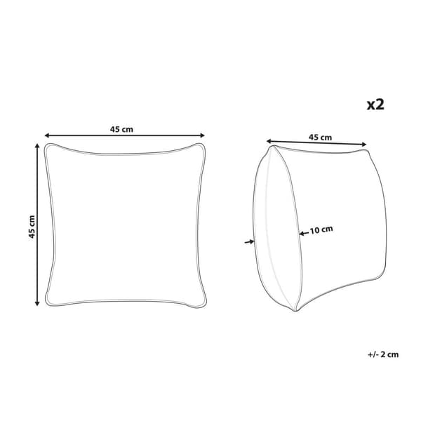 Set med 2 prydnadskuddar MAZZAELLA Sammet 45 x 45 cm Beigegrå Växtmönster Lumarko!