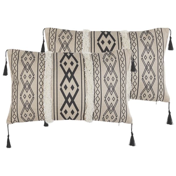 Set med 2 prydnadskuddar PULMONARIA 30 x 50 cm Beige Geometriskt mönster Lumarko!