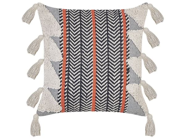 Sæt med 2 BOUVARDIA pyntepuder Bomuld 45 x 45 cm Grå Zigzag-mønster Lumarko!