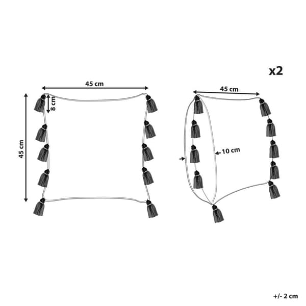 Sæt med 2 BOUVARDIA pyntepuder Bomuld 45 x 45 cm Grå Zigzag-mønster Lumarko!