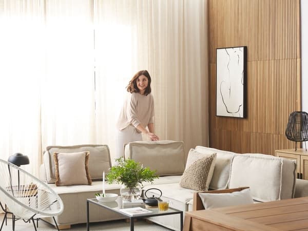 Set med 2 prydnadskuddar GUZMANIA 45 x 45 cm Beige Enfärgad Lumarko!