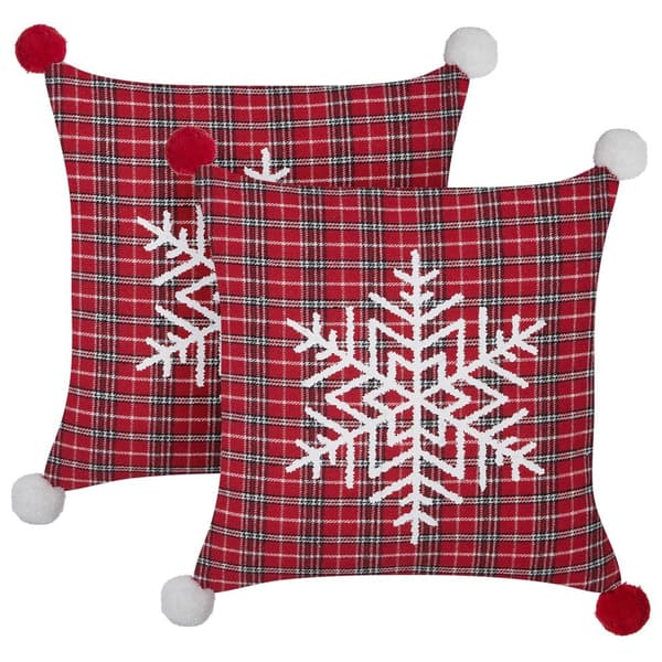 Set med 2 LONICERA prydnadskuddar 45 x 45 cm Rött julmönster Lumarko!
