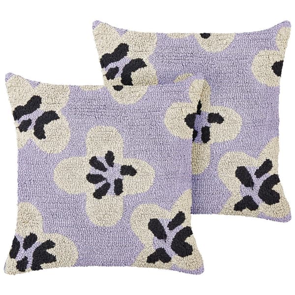 2 dekorativa bomullskuddar för barn med blommor 45 x 45 cm lila TVÅLUR Lumarko!