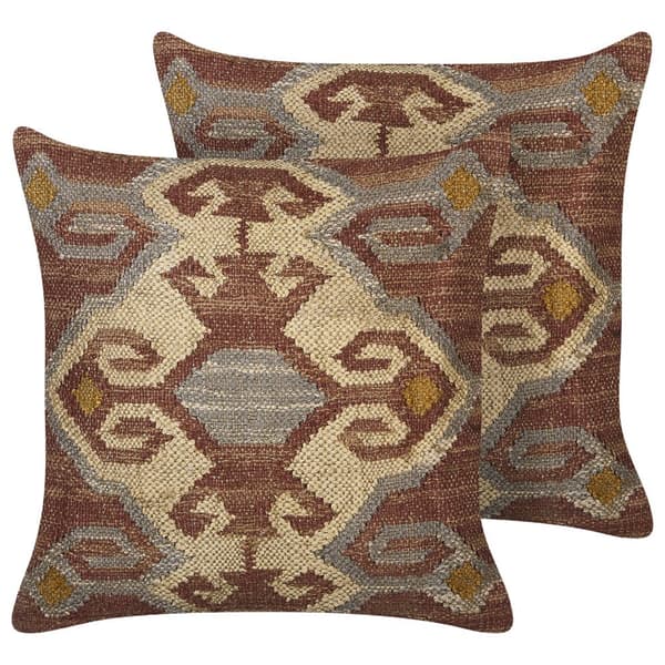 Sæt med 2 URPAD jute pyntepuder 45 x 45 cm farverigt orientalsk mønster Lumarko!