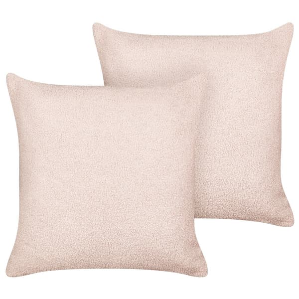 Set med 2 LEUZEA Boucle prydnadskuddar 45 x 45 cm Pastellrosa Enfärgad Lumarko!