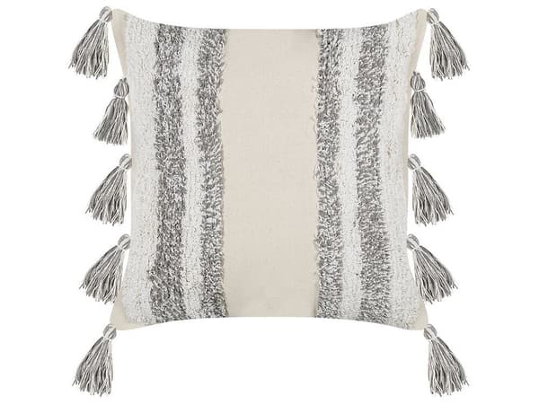 Set med 2 prydnadskuddar HELICONIA bomull 45 x 45 cm beige randig Lumarko!