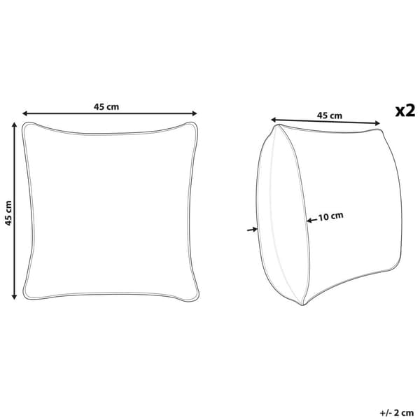 Set med 2 prydnadskuddar HELICONIA bomull 45 x 45 cm beige randig Lumarko!