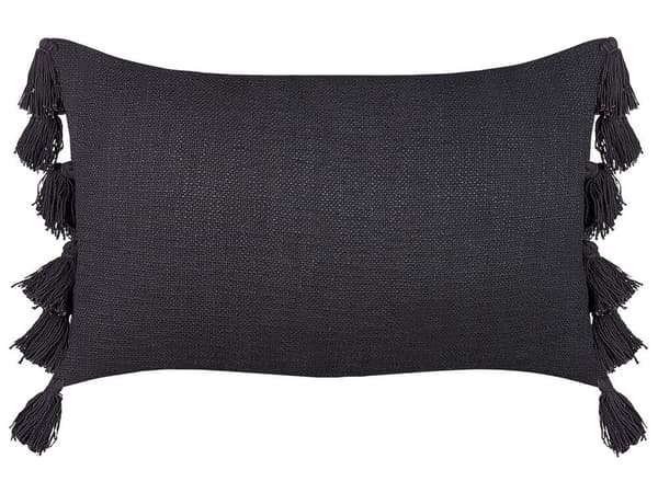 Sæt med 2 pyntepuder LYRUM Bomuld 45 x 45 cm Sort Ensfarvet Lumarko!