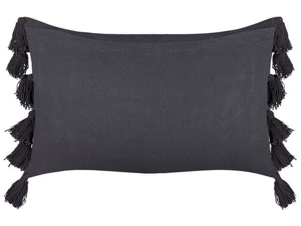 Sæt med 2 pyntepuder LYRUM Bomuld 45 x 45 cm Sort Ensfarvet Lumarko!
