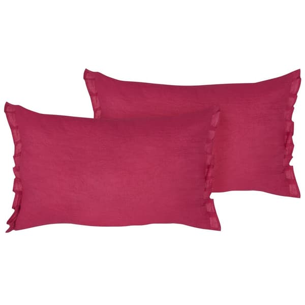 Set med 2 prydnadskuddar SASSAFRAS Linne 30 x 45 cm Vinröd Enfärgad Lumarko!