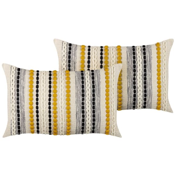 Set med 2 prydnadskuddar ARDISIA bomull 40 x 60 cm ljusbeige randig Lumarko!