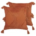Miniatyrbillede 1 af 7: 2 tuftede dekorative bomuldspuder med frynser 45 x 45 cm orange AVIUM