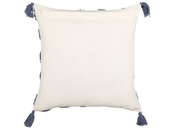 2 tuftade prydnadskuddar i bomull med fransar 45 x 45 cm beigeblå JACARANDA