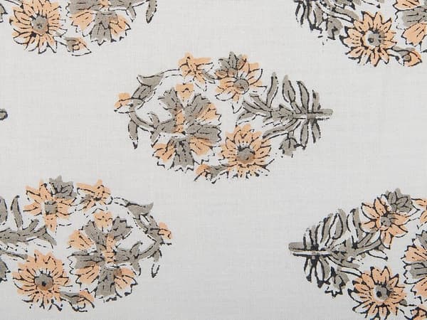 Pyntepude i bomuld med blomster og frynser 45 x 45 cm hvid og orange SATIVUS