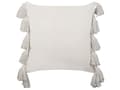 Miniatyrbillede 4 af 6: 2 dekorative bomuldspuder med frynser 45 x 45 cm sort med hvid ROCHEA