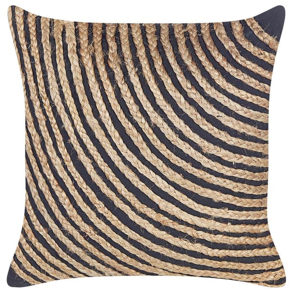 Bomuldspude med juteflet 45 x 45 cm beige og sort BERGENIA Lumarko!