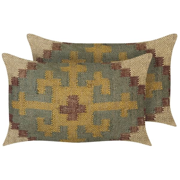 2 prydnadskuddar i jute 30 x 50 cm flerfärgade SARON Lumarko!