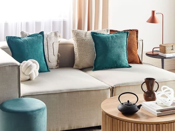 Set med 2 kuddar i manchestertyg Azure ZINNIA Lumarko!