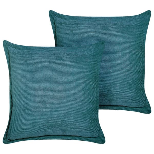 Set med 2 kuddar i manchestertyg Azure ZINNIA Lumarko!