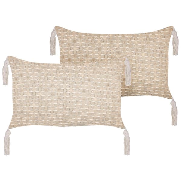 Set med 2 kuddar Polyester ljusbeige HAKONE Lumarko!