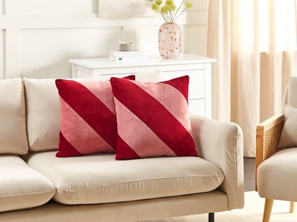 Set med 2 kuddar bomull röd BORONIA 45 x 45 cm Lumarko!
