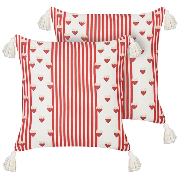 Set med 2 kuddar Blocktryck Bomull Vit BANKSIA 45 x 45 cm Lumarko!