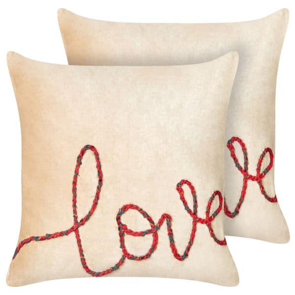 Set med 2 kuddar Broderad bomull Beige ROTALA 45 x 45 cm Lumarko!
