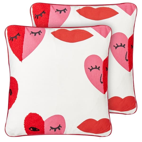 Set med 2 kuddar Broderi Bomull Vit PERIWINKLE 45 x 45 cm Lumarko!